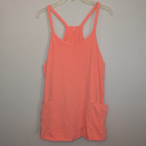 Free People Movement Hot Shot Mini Dress with Shorts in Neon Coral, Size Medium - Picture 3 of 8